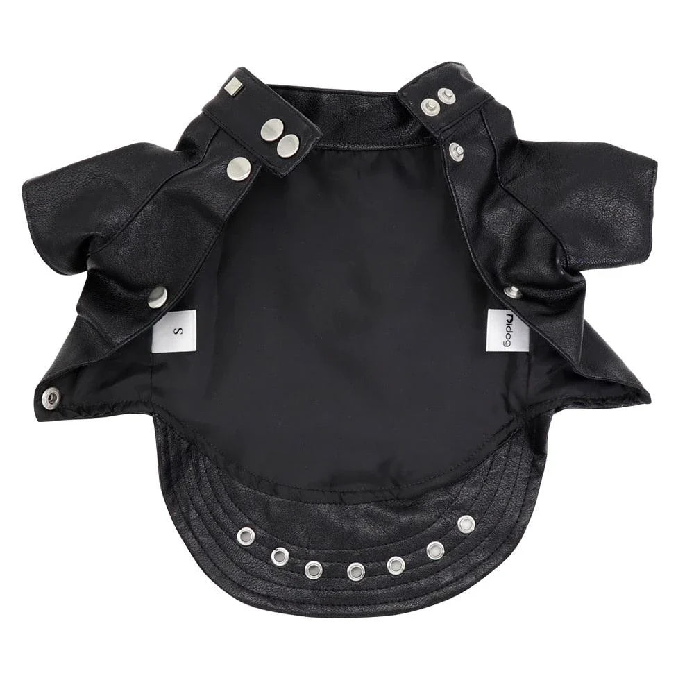 Premium black leather cat jacket with reinforced seams and a comfortable fit for stylish felines