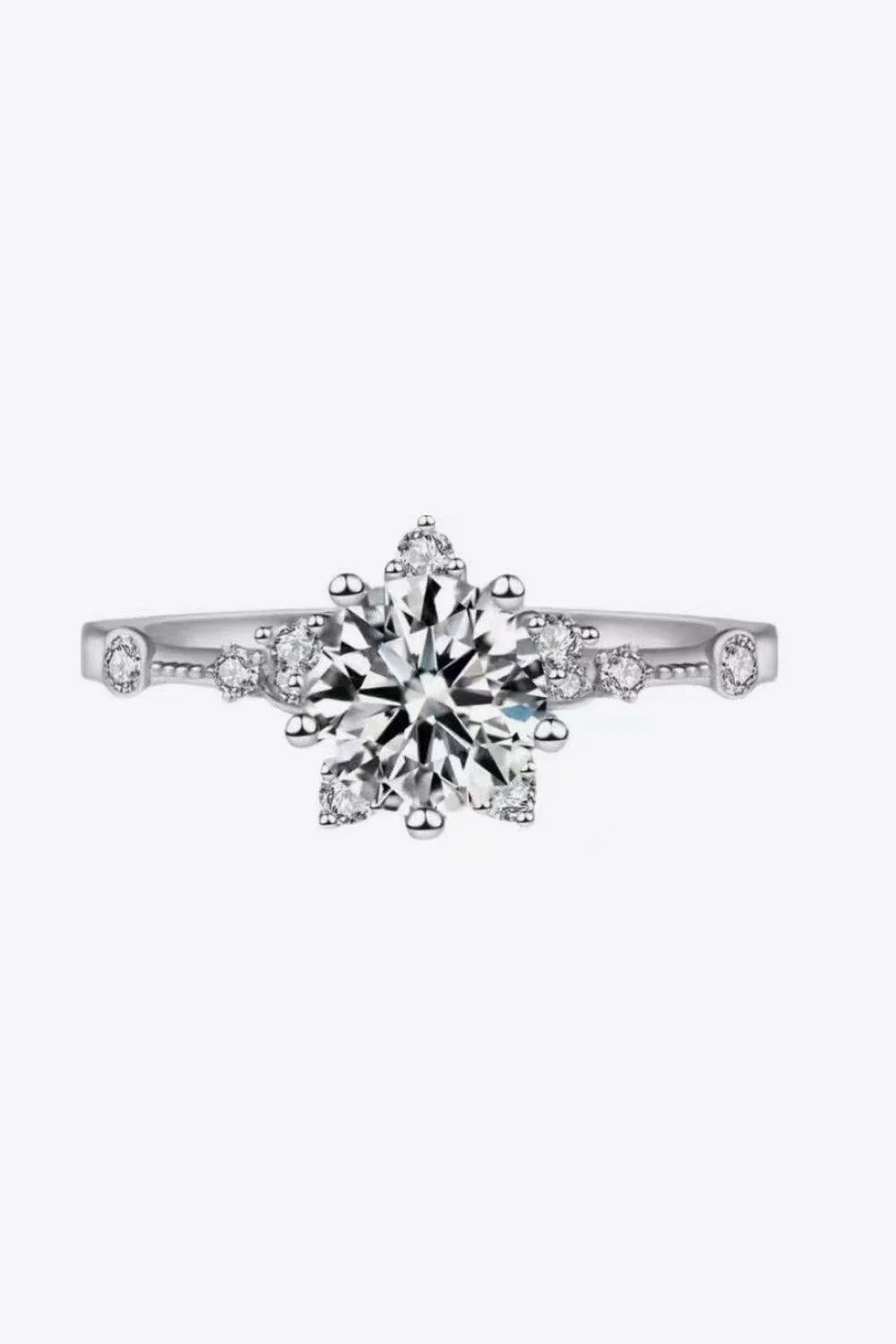Exquisite 1 carat moissanite ring with 6-prong setting in 925 sterling silver and 18K rose gold plating