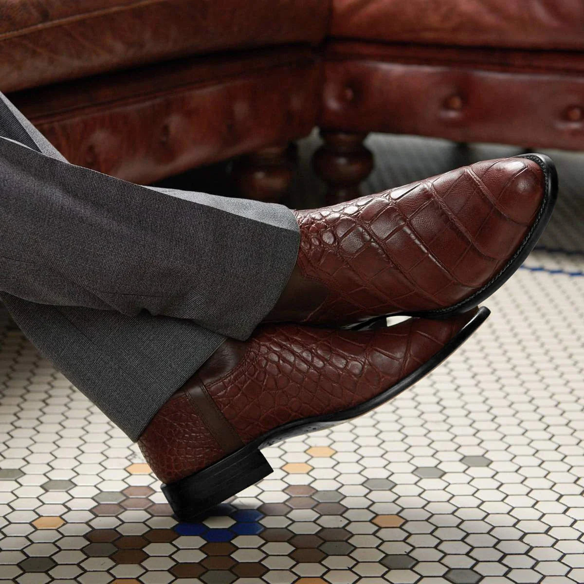 Premium black leather cowboy boots with EVA insole and durable PU outer material for men
