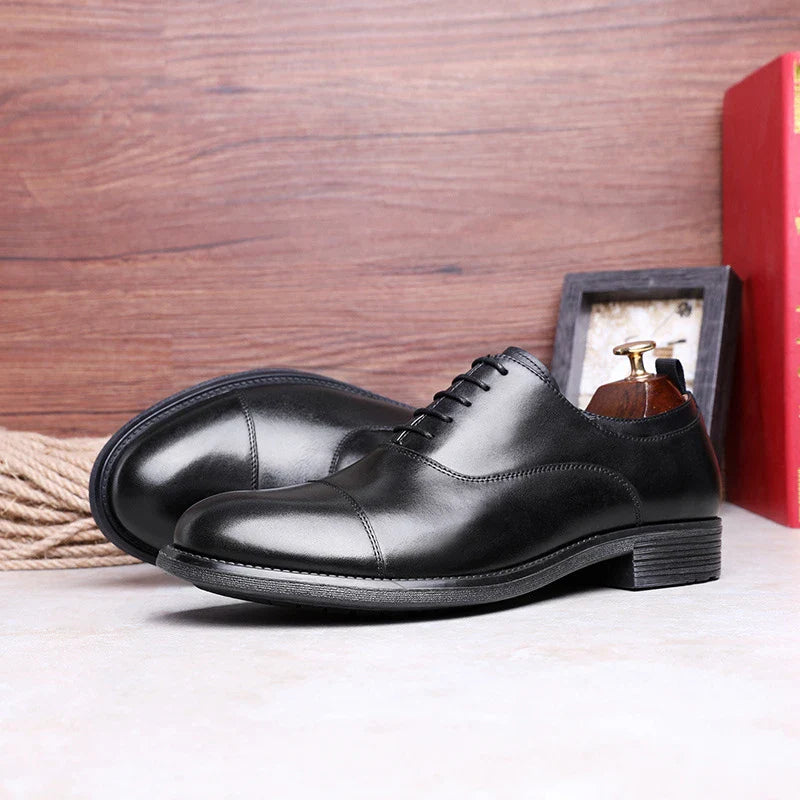 Premium cowhide lace-up shoes with a gradient design, showcasing a modern and sophisticated aesthetic