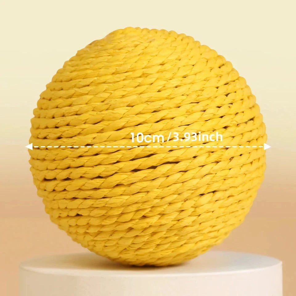 Interactive sisal cat scratching ball with sound, a unique toy that keeps cats entertained and promotes healthy scratching habits.