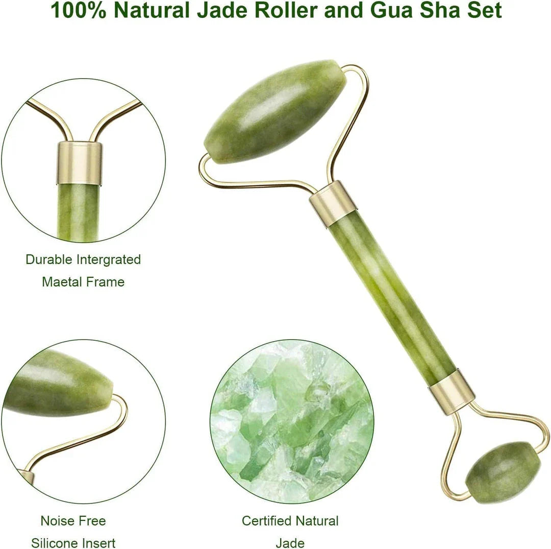 Luxurious Jade Roller and Guasha Set for Soothing Facial Massage and Skin Rejuvenation