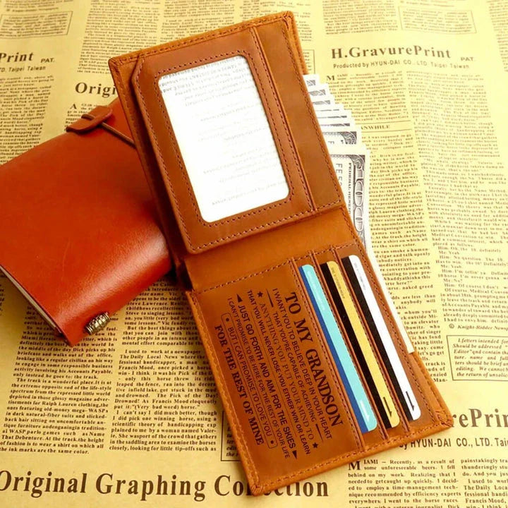 Premium Crazy Horse Leather Wallet with Laser Engraving - Durable and Sophisticated British Accessory