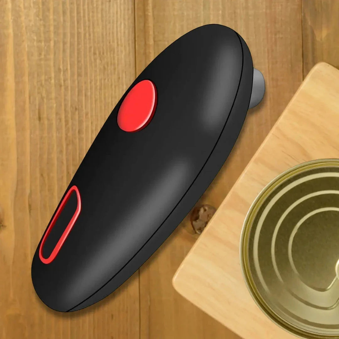 Compact Automatic Can Opener with One-Button Operation, Safe Cutting Mechanism, and Versatile Design for Opening Cans, Jars, and Bottles