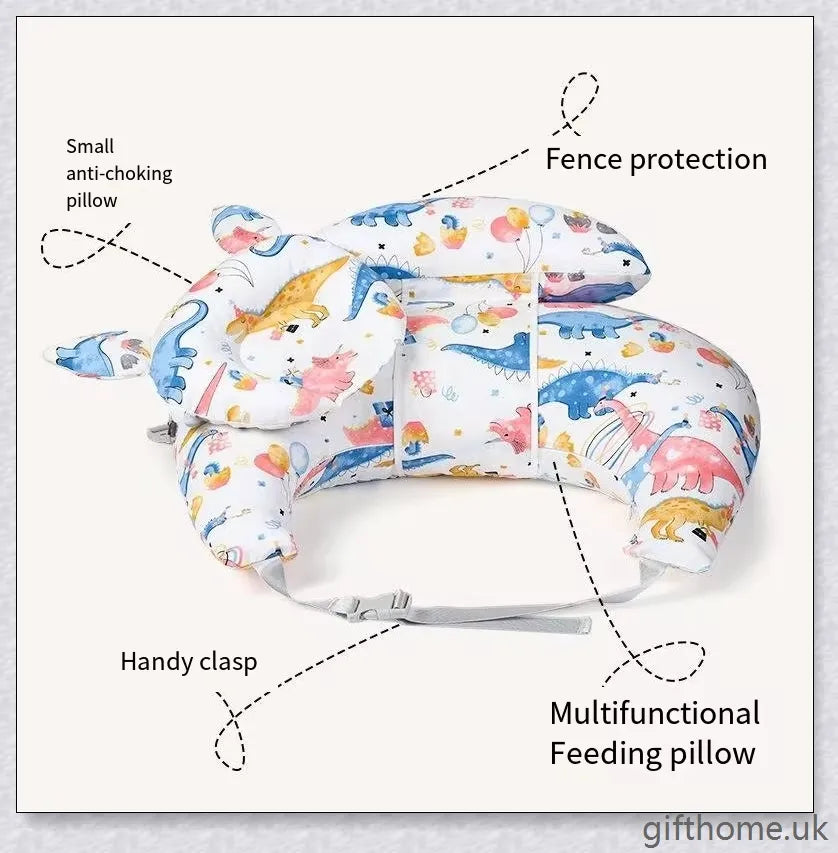Premium breastfeeding nursing pillow with adjustable buckle, soft cotton fabric, and extra cushioning to support baby's head and prevent reflux.