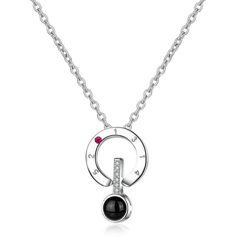 Elegant 925 Sterling Silver clavicle chain with 100 languages 'I love you' inscription and delicate geometric design