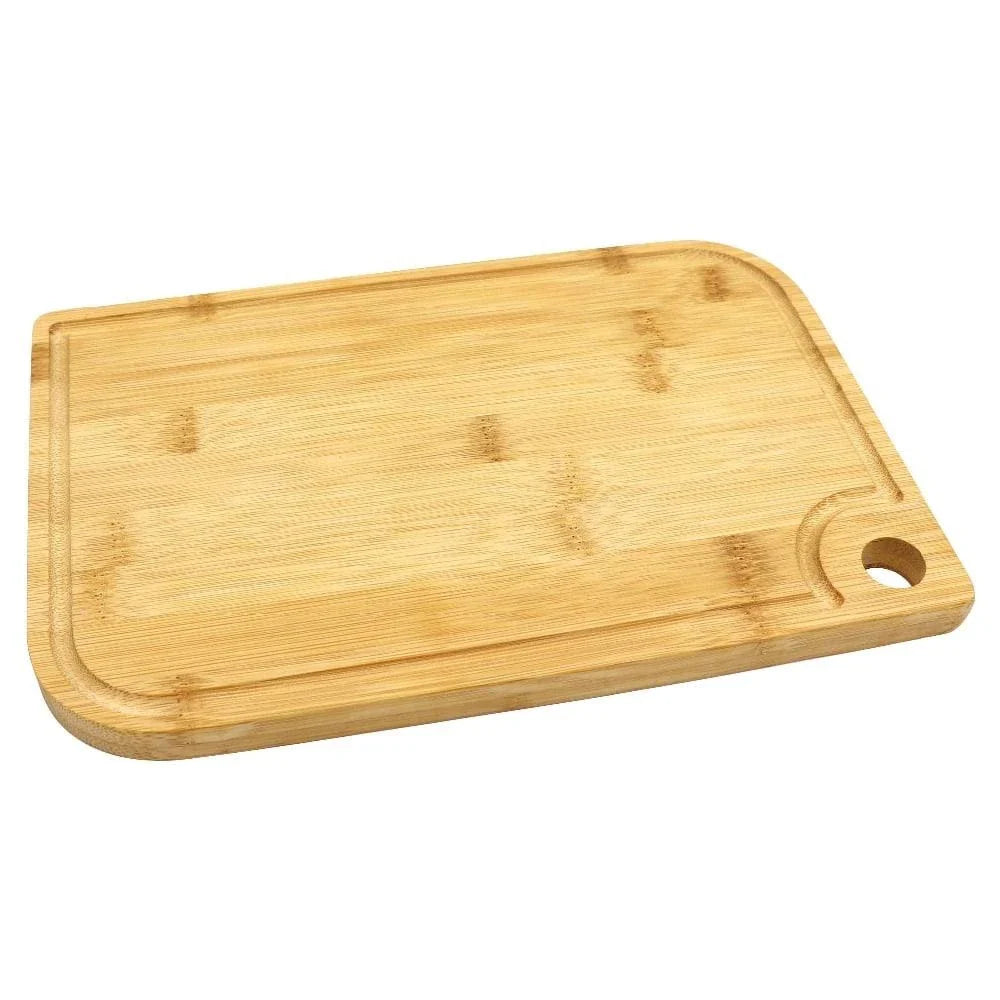 Premium natural bamboo chopping board with a sleek and modern design, providing a durable and scratch-resistant surface for all your food preparation needs.