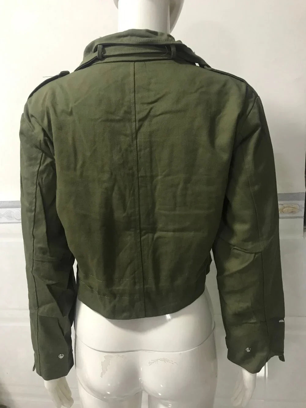 Trendha Polyester Motorcycle Jacket in Black and Army Green, available in sizes S-XL