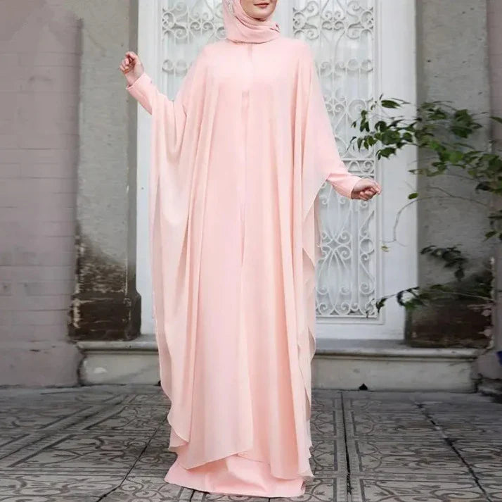 Artistic retro loose fit plus size dress with crew neck in white, black, pink, and green colours