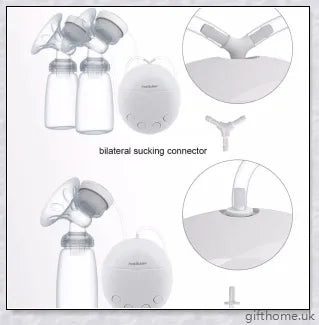 Premium electric double breast pump with hospital-grade design, soft massage cushions, and versatile power options for UK mothers