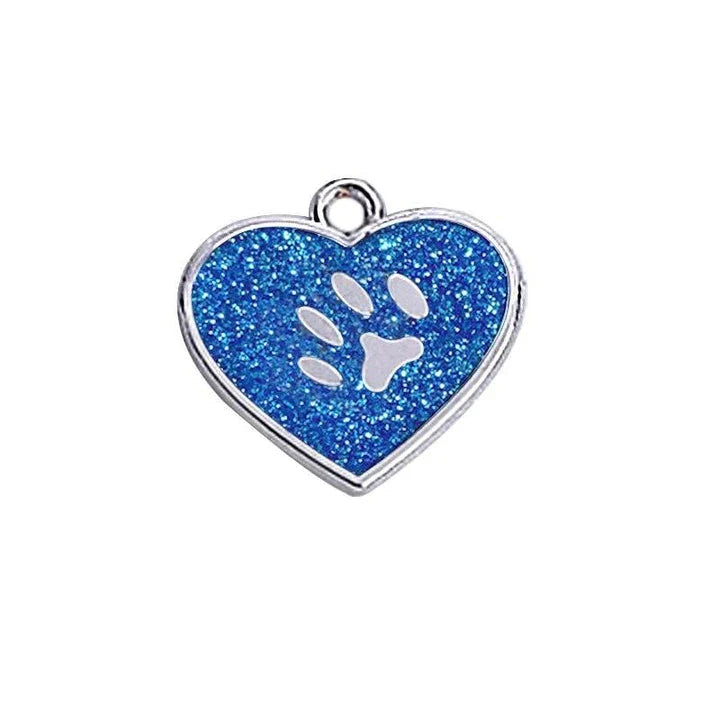 Elegant glittering cat identification tag made of metal with sparkling sequins for a stylish and safe accessory
