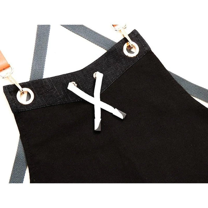 Premium black restaurant barista apron made of durable canvas for café and restaurant staff