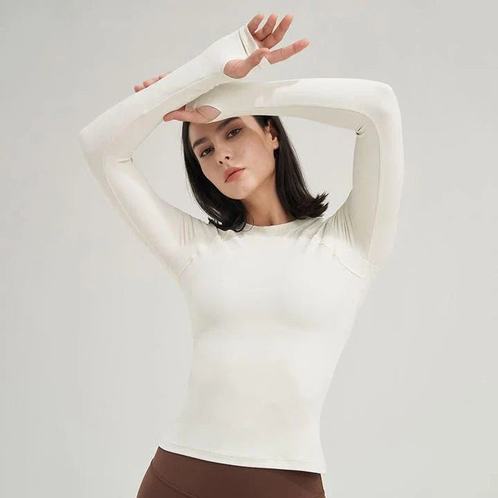 Premium Nylon Gym Top Yoga Shirt for Women in Coffee Colour