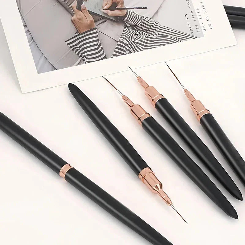 Professional Stripe Nail Art Brushes in various sizes for intricate nail art designs