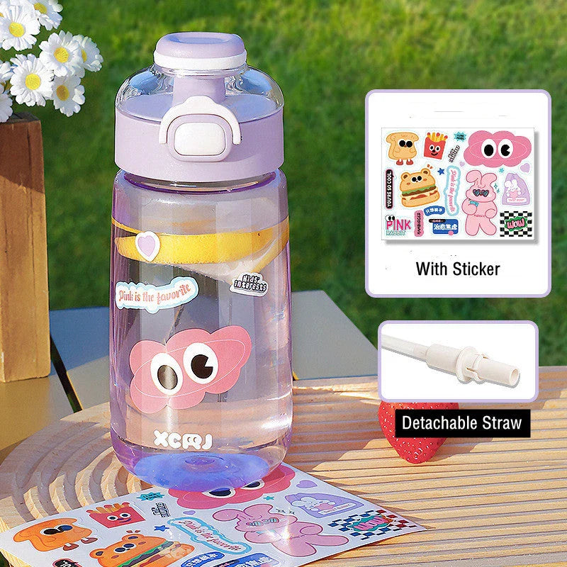 Stylish 700ml plastic water bottle with DIY stickers for personalization, suitable for various beverages and on-the-go use