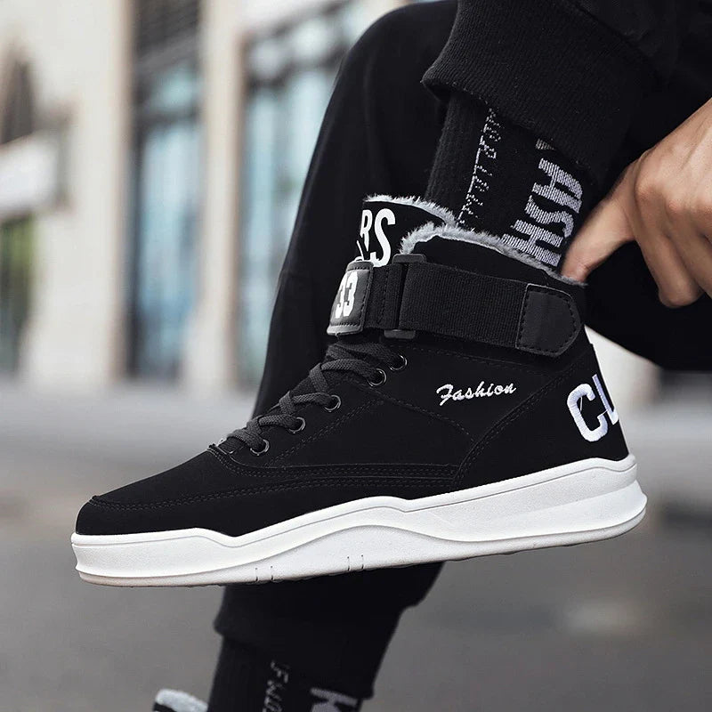 Premium velveteen cotton winter boots for men, featuring a luxurious upper, durable rubber soles, and stylish car stitching details.
