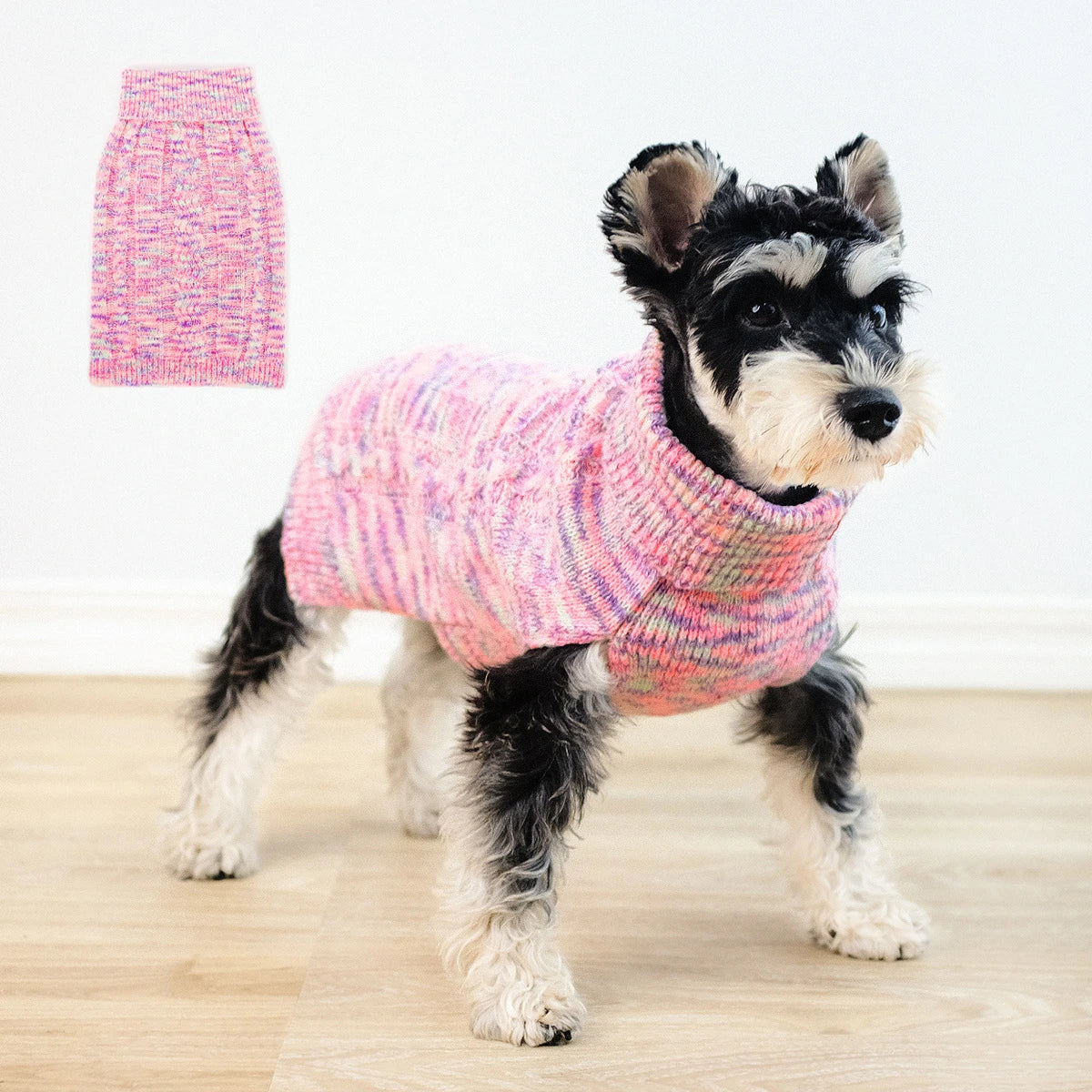 Stylish and cosy purple turtleneck sweater for pets, made with premium acrylic fibres for maximum comfort and warmth.