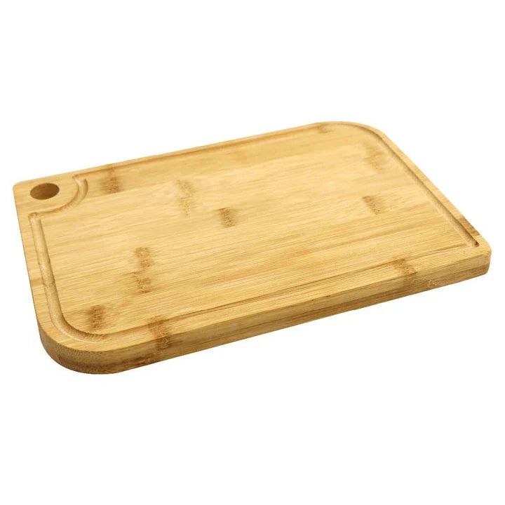 Premium natural bamboo chopping board with a sleek and modern design, providing a durable and scratch-resistant surface for all your food preparation needs.