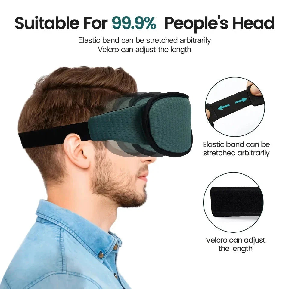 Luxury 3D memory foam sleep mask with adjustable elastic band for a tailored fit and complete darkness