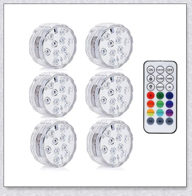 Submersible colour-changing LED pool lights with magnetic and suction cup mounting for easy installation
