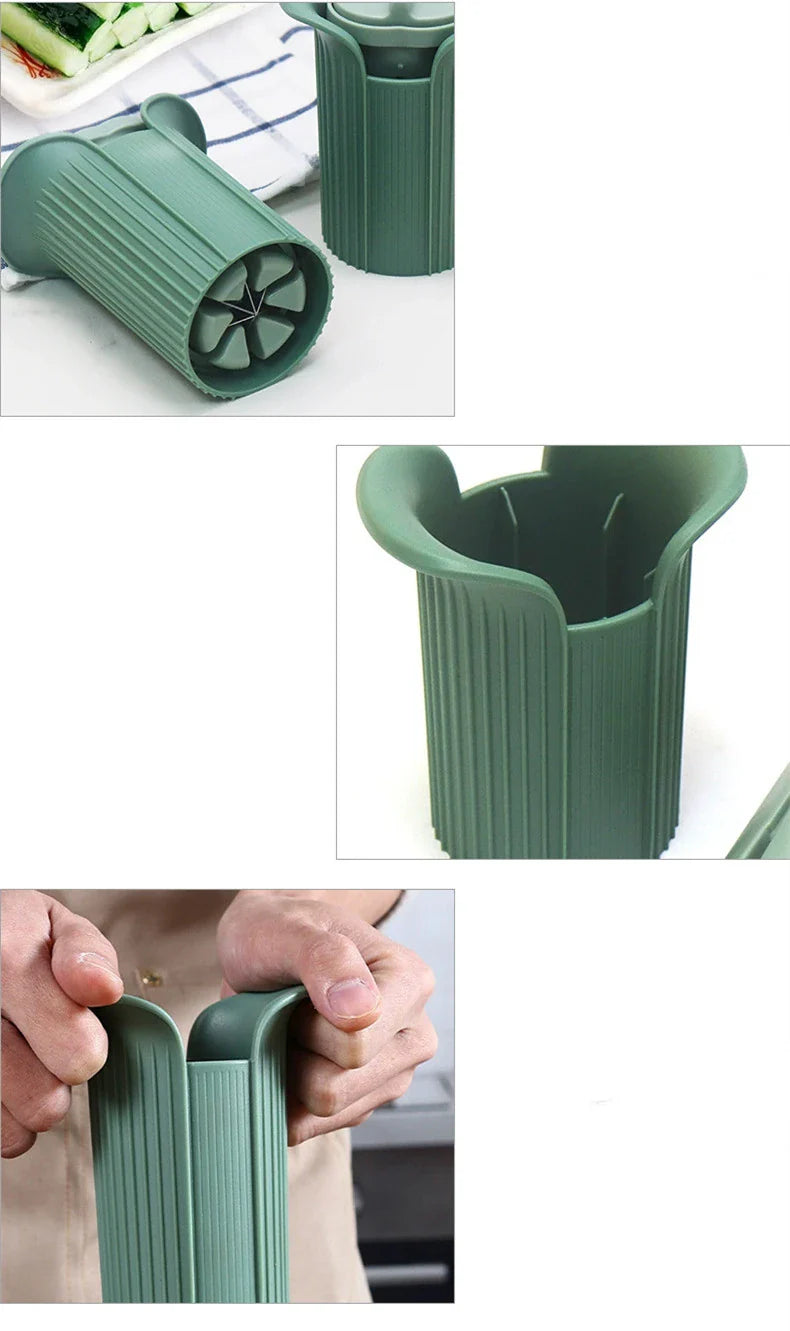 Trendha Premium Cucumber Slicer in green colour, a versatile kitchen tool for effortless slicing and vegetable prep