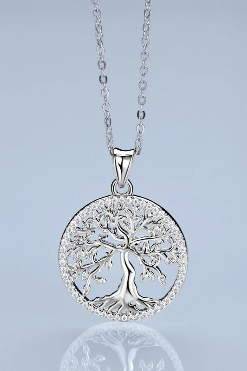 GiftHome UK Elegant Sterling Silver Moissanite Tree Pendant Necklace