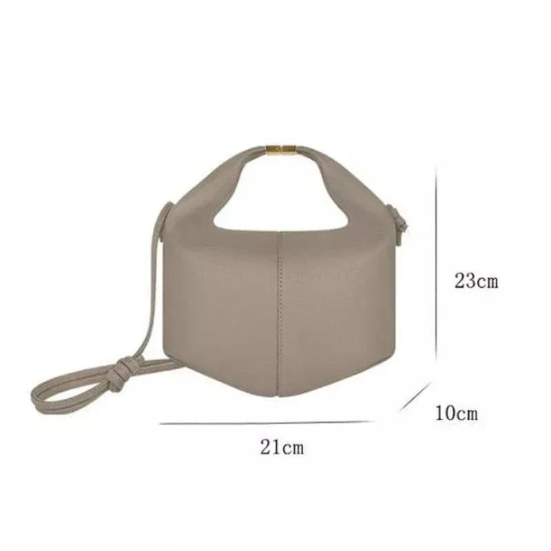 Elegant and Versatile Leather Dumpling-Shaped Tote Bag in White Colour