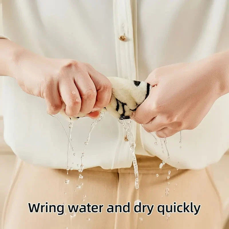 Plush quick-drying hand towel with double-layered construction and hanging design for kitchen and bathroom use