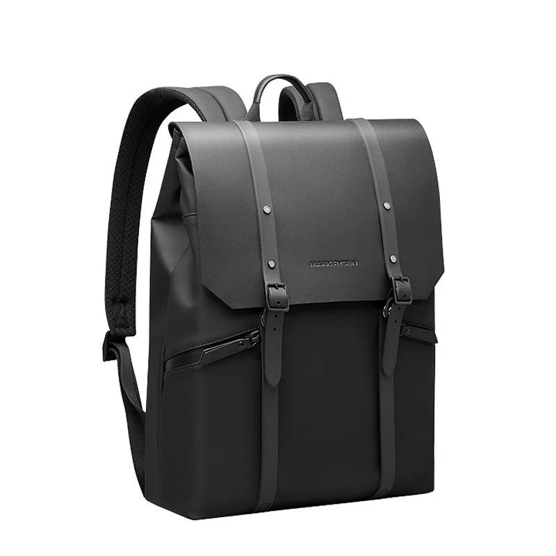 A stylish and functional large capacity backpack in black, featuring multiple pockets and a dedicated laptop compartment for school, travel, and work use.