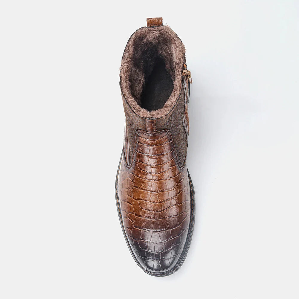 Retro Classic Leather Boots with Pointed Toe Design, Antiskid Sole, and Handsome Sewing Details
