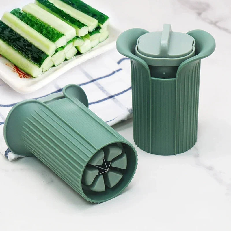 Trendha Premium Cucumber Slicer in green colour, a versatile kitchen tool for effortless slicing and vegetable prep