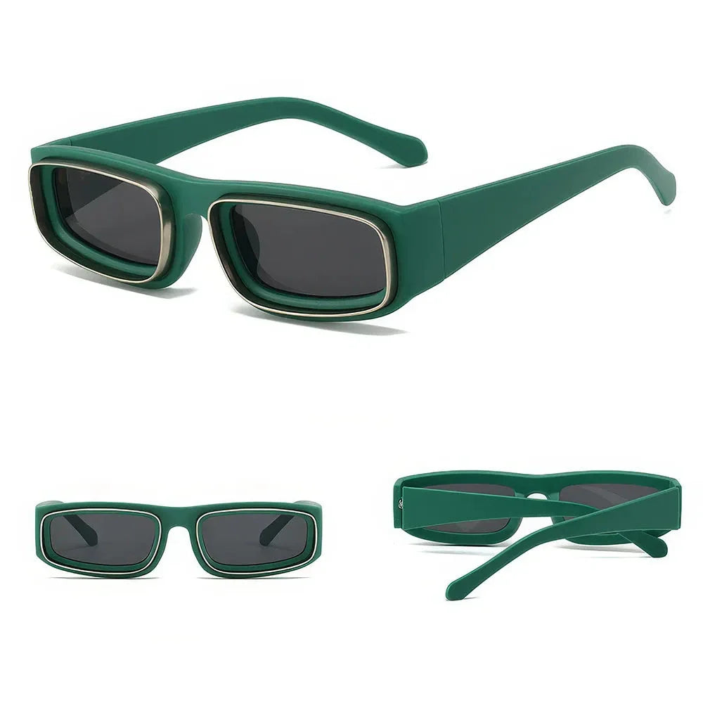 Stylish Small Rectangle Punk Sunglasses with an edgy, retro-inspired design and UV400 protection