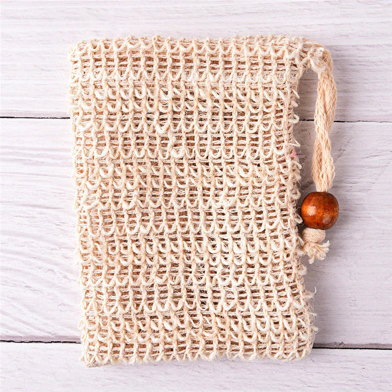 Premium eco-friendly sisal soap saver pouch with natural fibre construction for luxurious, sustainable cleansing