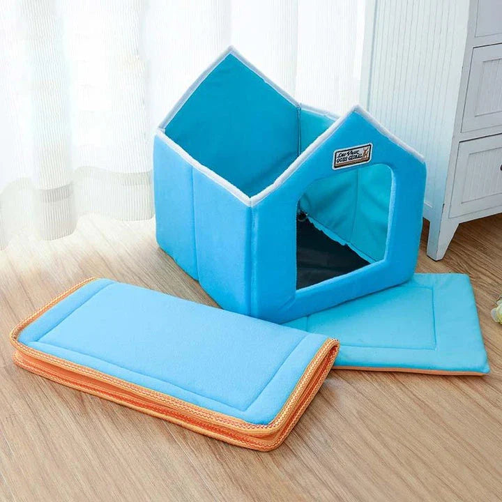 Premium Foldable Pet House with Soft Mat - Cosy and Durable Retreat for Cats and Dogs