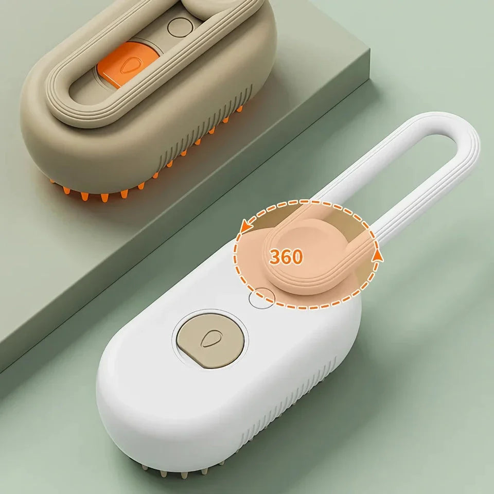 Premium 3-in-1 electric pet grooming brush with self-cleaning mechanism and soothing spray, suitable for cats and dogs
