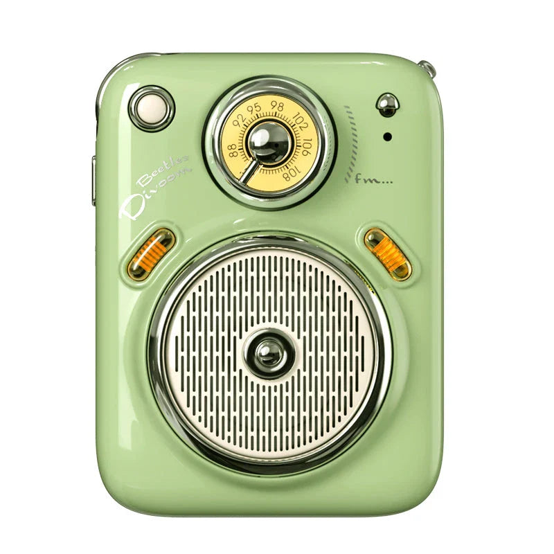 Bluetooth Wireless Mini Portable Retro Speakers in various vibrant colours, inspired by the iconic Beetle car design