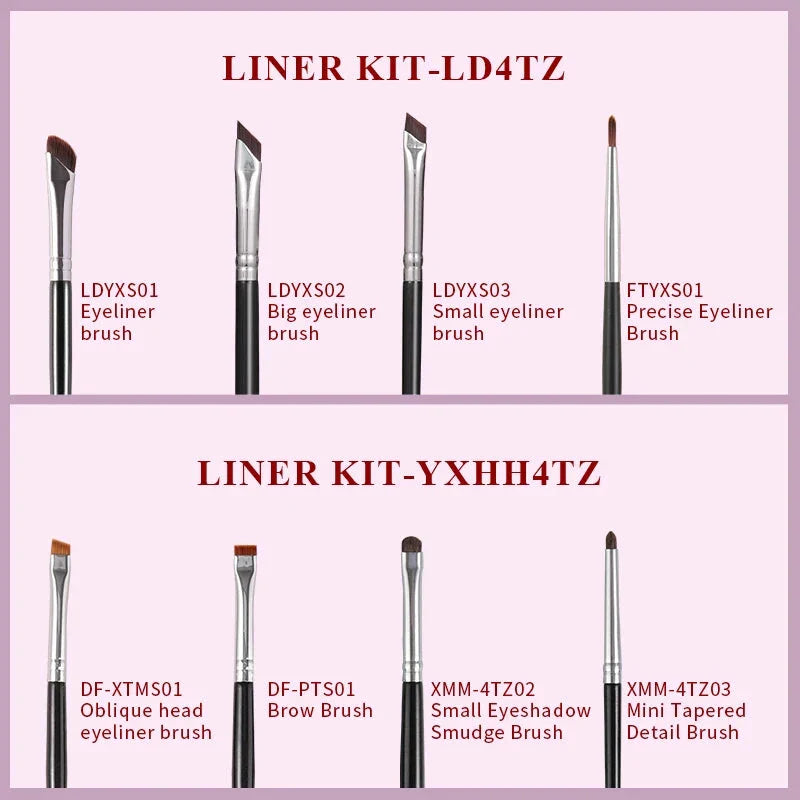 Premium 4-Piece Synthetic Eye Makeup Brush Set with Wooden Handles for Precise Application and Blending