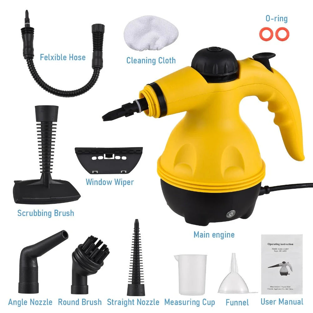 Handheld high-temperature electric steam cleaner with extended nozzles and multi-surface cleaning capabilities