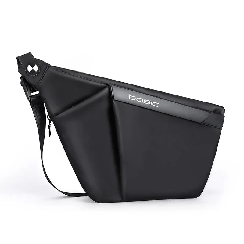 A sleek, sophisticated messenger bag made of premium PU leather, designed for the modern, urbane gentleman in the UK.