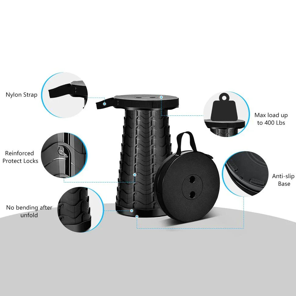 Adjustable Height Portable Telescopic Stool - Sturdy, Lightweight, and Perfect for Outdoor Activities
