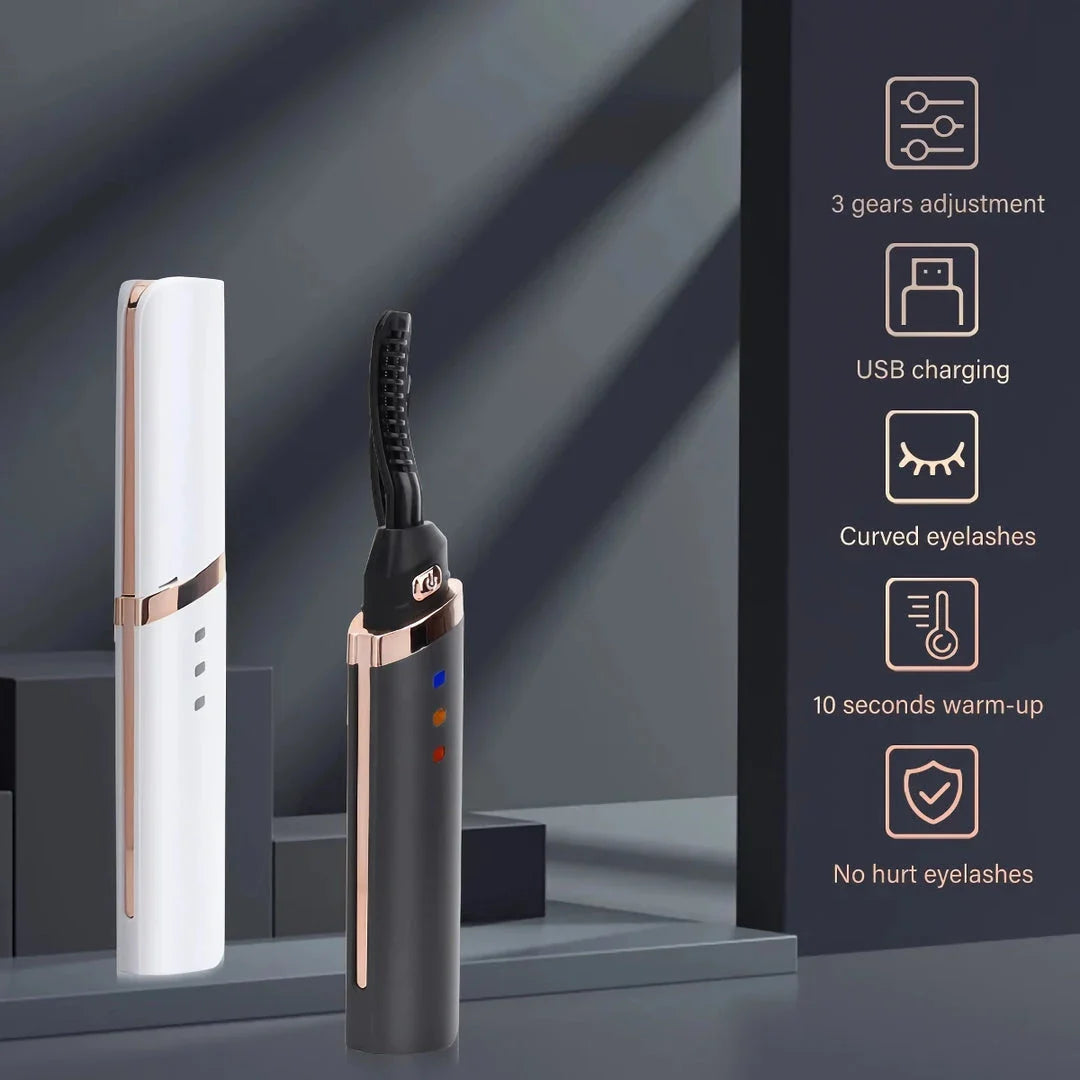 Quick-Heating USB Rechargeable Eyelash Curler with Adjustable Temperature Settings for Long-Lasting, Natural-Looking Curls