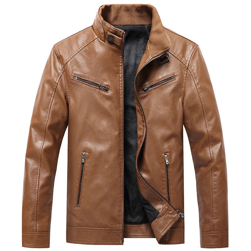 Stylish Fleece-Padded Jacket with PU Leather Accents in Various Colours
