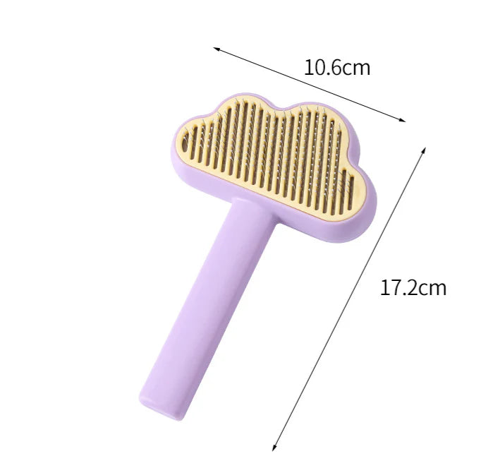 Premium self-cleaning pet comb in various colours, featuring a unique hair removal mechanism for effortless grooming