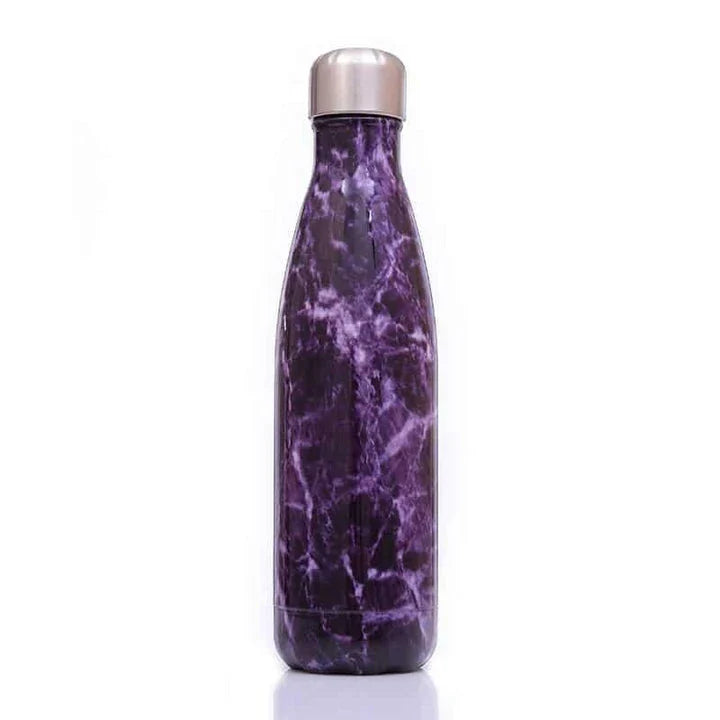 Premium stainless steel water bottle with double-walled vacuum insulation, available in pink colour and 500ml capacity