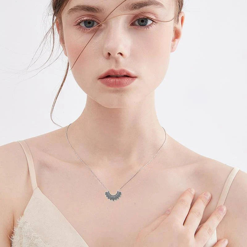 925 sterling silver necklace with lace detailing, inspired by Ruth Bader Ginsburg's iconic 'dissenting collar'