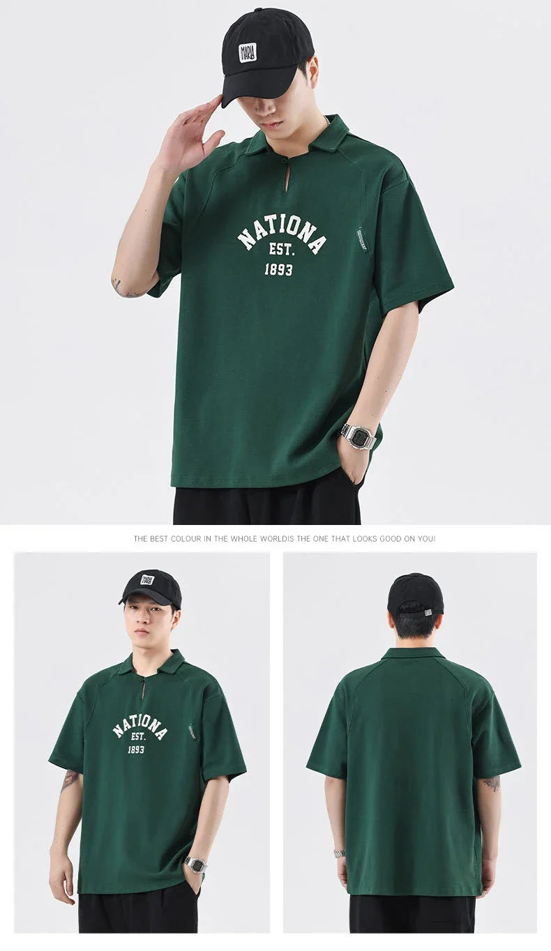 Premium half-sleeve cotton shirt with pearl collar in brown, melange grey, and dark green colours