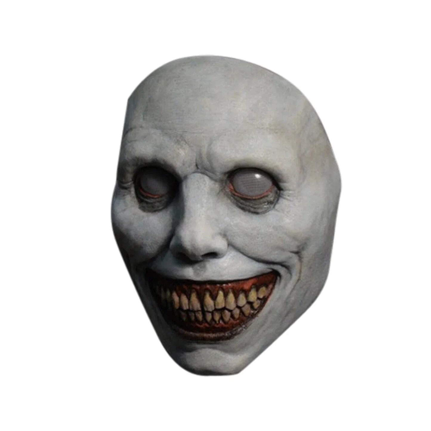 A white-eyed demon mask made of environmentally friendly latex, perfect for Halloween parties and trick-or-treating.