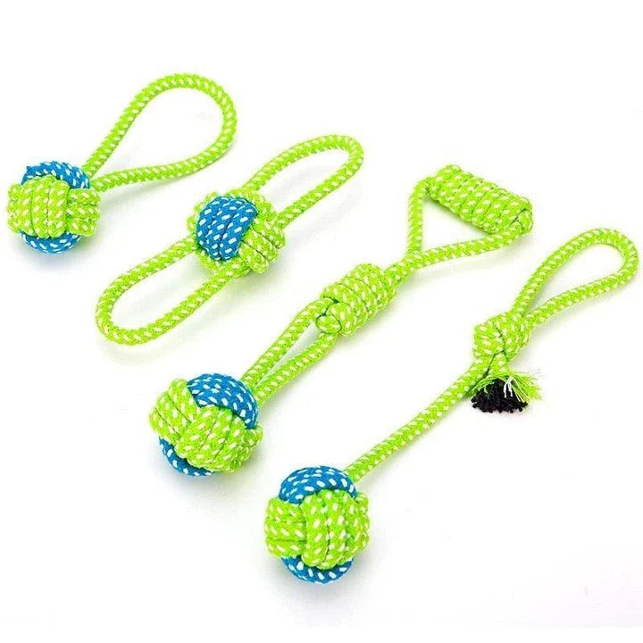 Premium Eco-Friendly Cotton Rope Dog Toy in green-orange colour