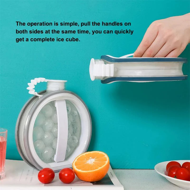 Innovative 2-in-1 Portable Ice Maker Kettle with Grey and Blue colour options, featuring premium materials and leak-proof design for home use.