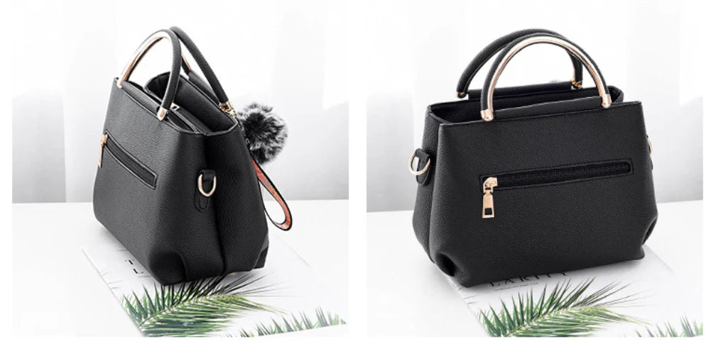 Elegant leather tote bag with delicate flower embellishments, perfect for modern British fashion